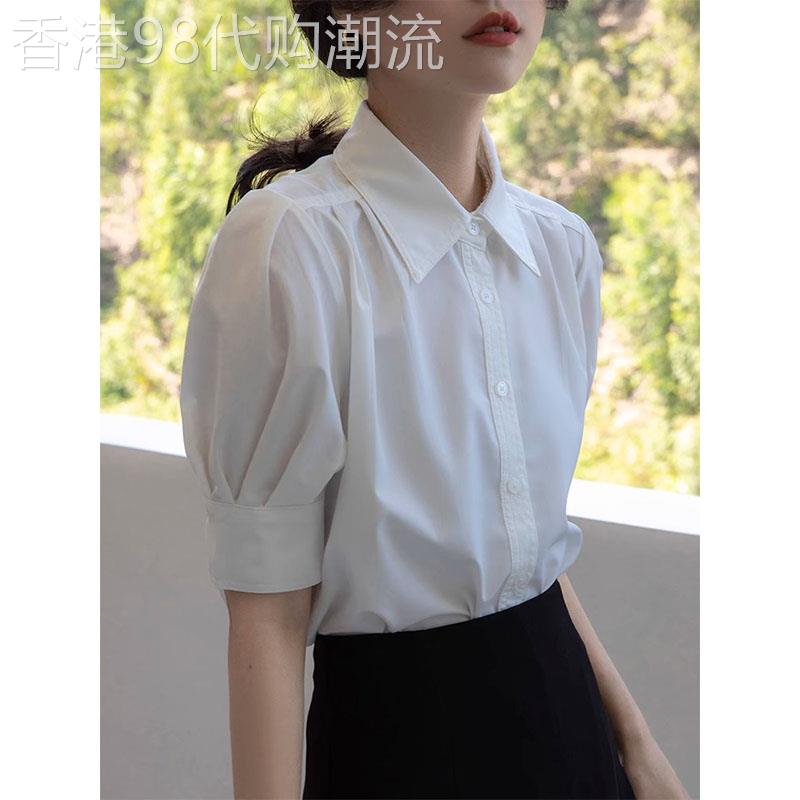 白色衬衫女2026新款夏季法式短袖高级感轻奢减龄洋派泡泡袖上衣女