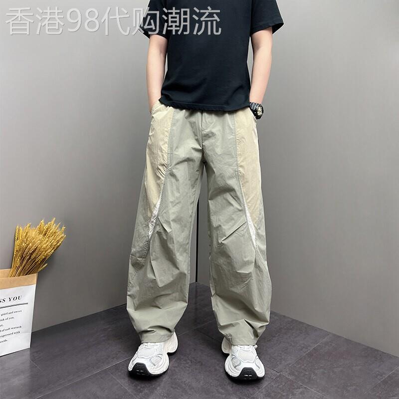 薄款速干休闲裤男士夏季新款山系机能拼色运动裤潮牌痞帅阔腿男裤