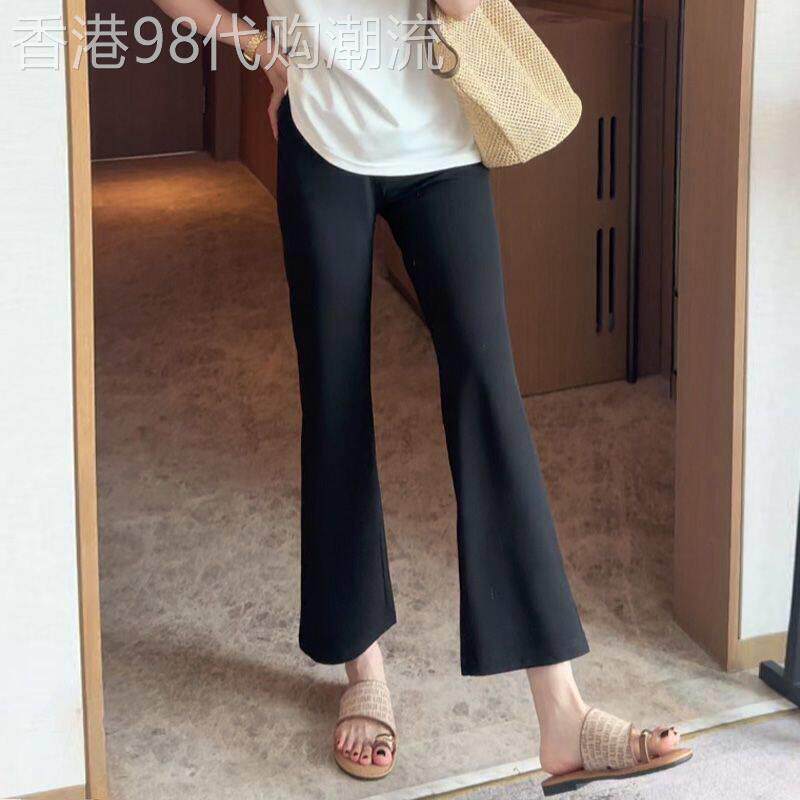 黑色微喇叭西裤女秋冬2026新款显瘦小个子显高九分休闲加绒阔腿裤