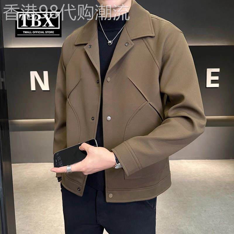 高端西装领毛呢外套男士2025新款春秋冬季高级感商务休闲夹克男款