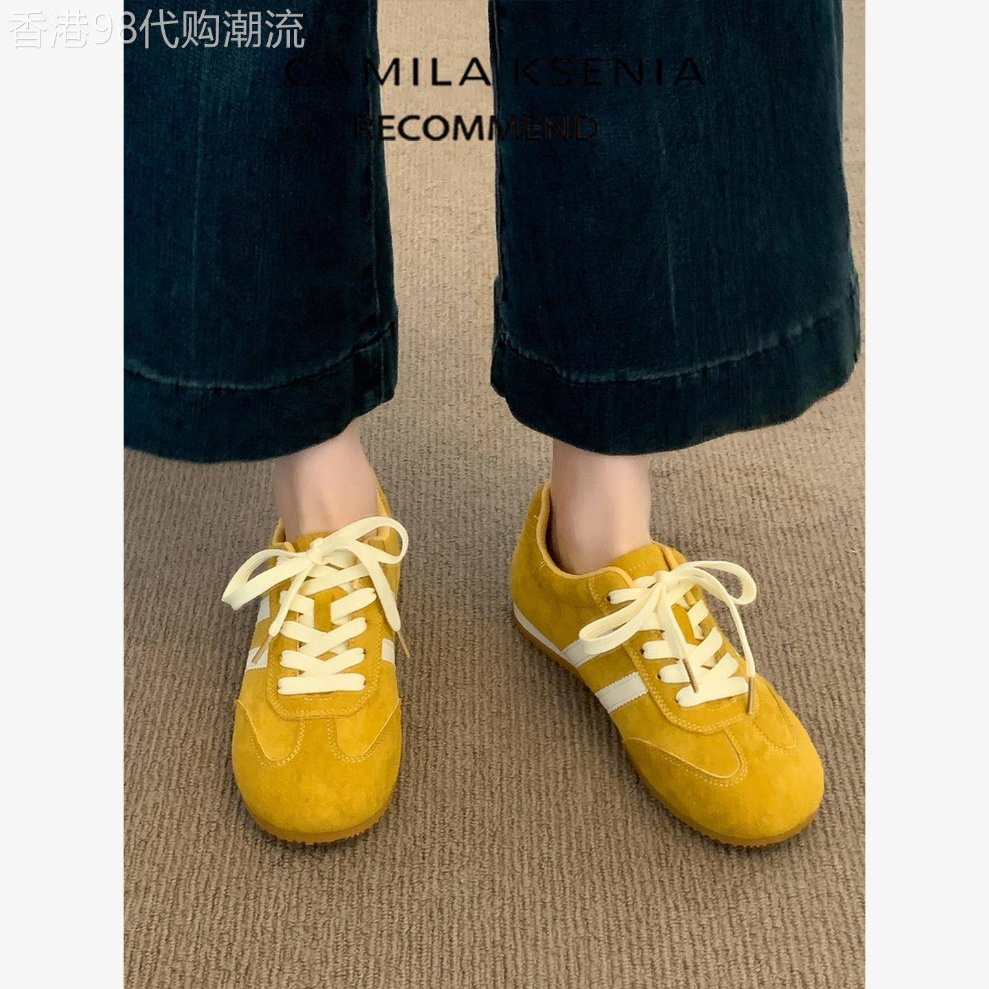 官方网站小C&K旗舰店2025新款女式夏季黄色平底鞋百搭运动休闲道