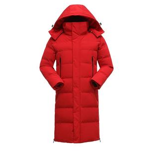 冬季大红色本命年羽绒棉服男超长款过膝大码棉衣加绒休闲棉袄外套