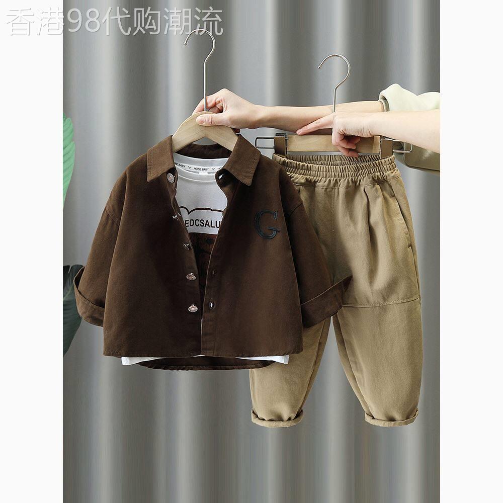 韩国男童春秋套装2025新款洋气儿童时髦衣服宝宝秋装衬衣三件套潮