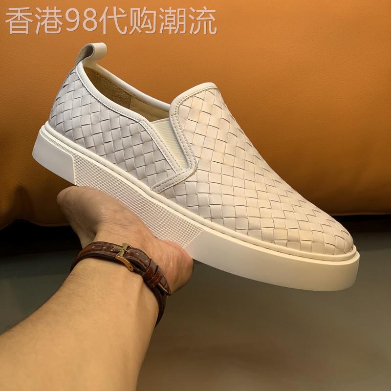 Nicole veve!个性男鞋,让你成为焦点~真皮男一脚蹬编织小白板鞋