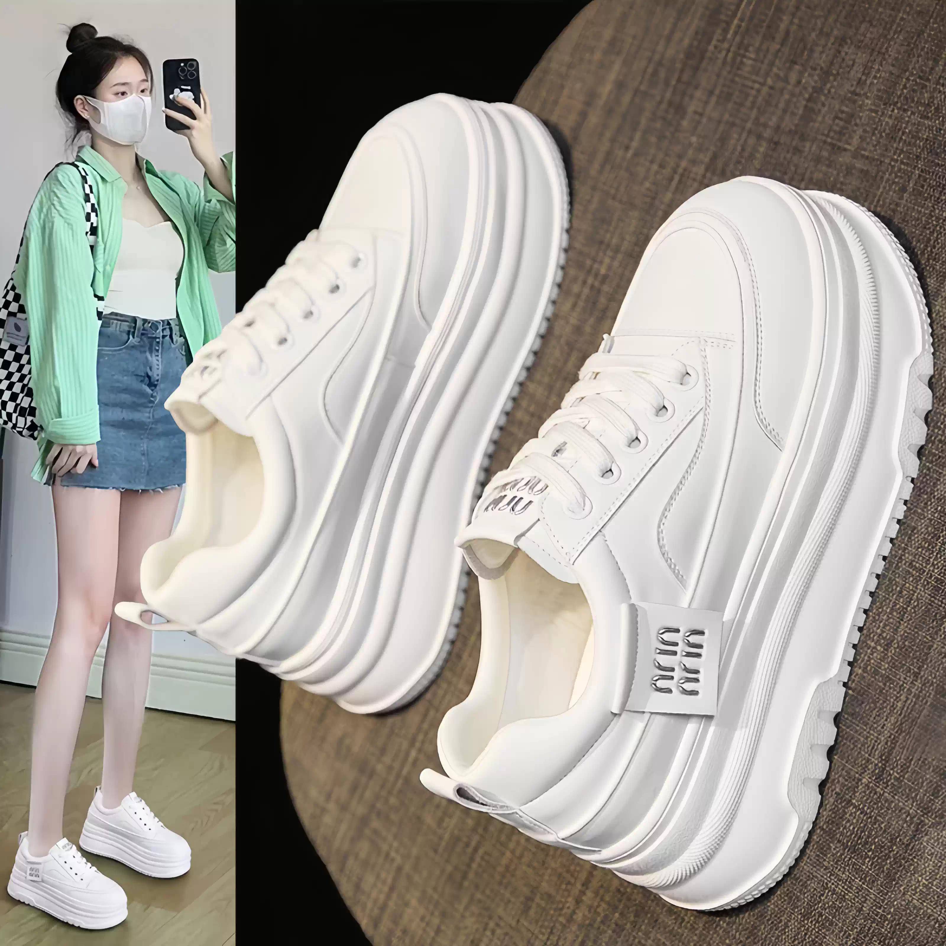 香港小白鞋女鞋2025秋冬新款百搭厚底板鞋白色内增高休闲女鞋