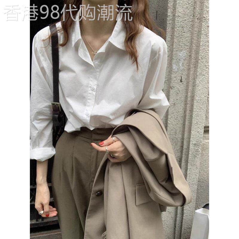 韩版高级感气质白色长袖衬衫女2026新款秋季轻奢宽松休闲打底上衣