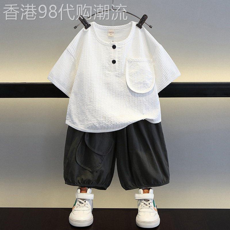 韩国洋气男童夏季短袖套装2026新款宝宝夏装儿童两件套时尚童装酷