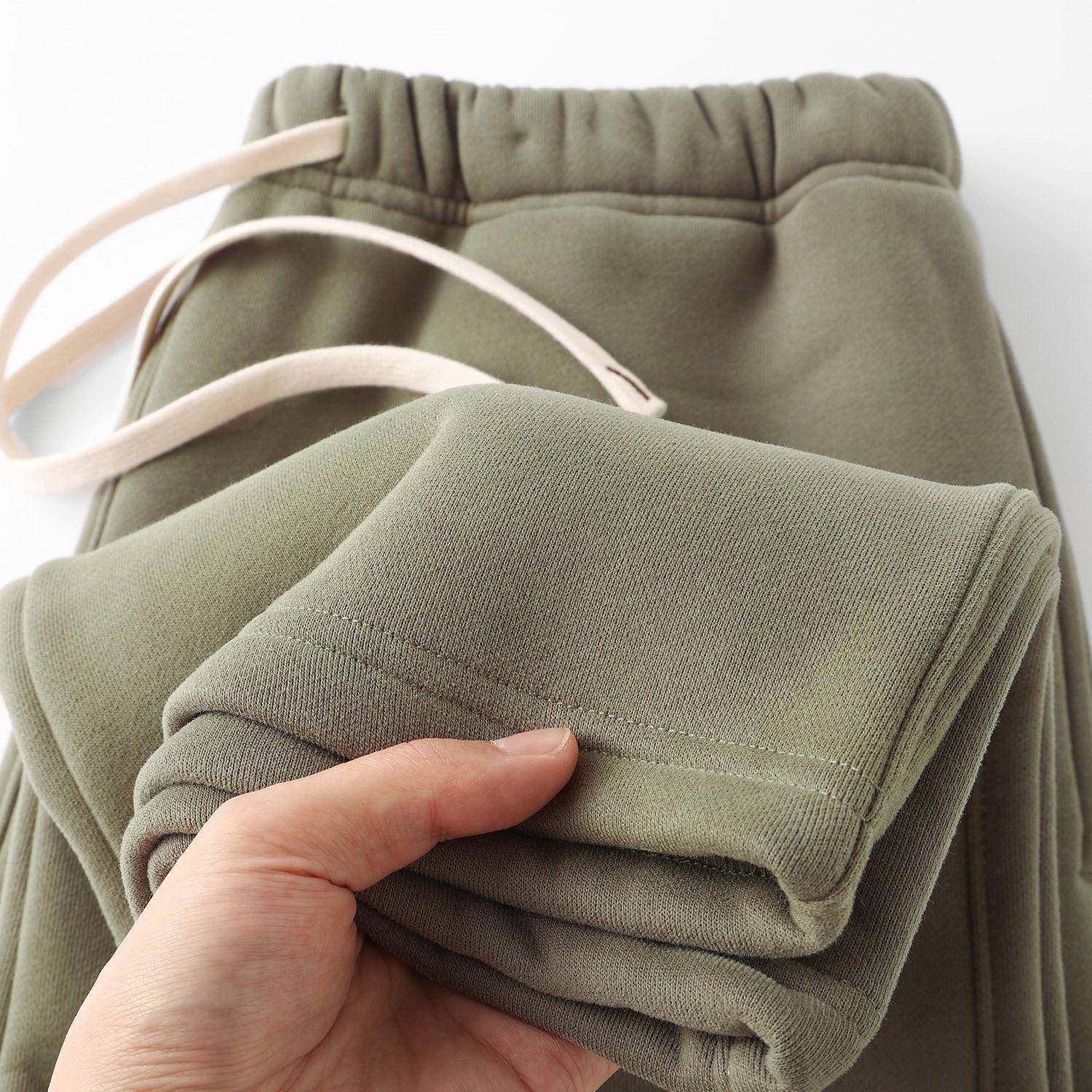 MAROLIO~质感wu敌！宽松直筒抓绒卫裤男冬季加厚保暖松紧腰休闲裤