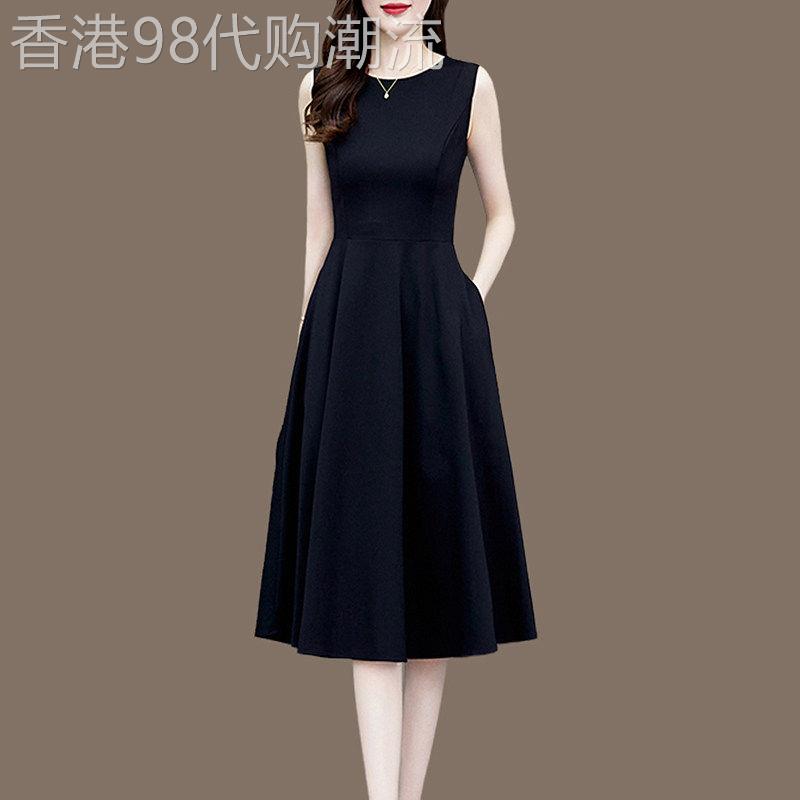 2026夏季女装新款时尚气质小黑裙中长款修身显瘦优雅黑色连衣裙女