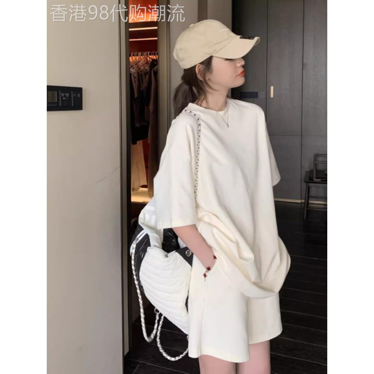 欧洲站白色2025休闲运动女装夏季新时尚风格短袖短裤两件套