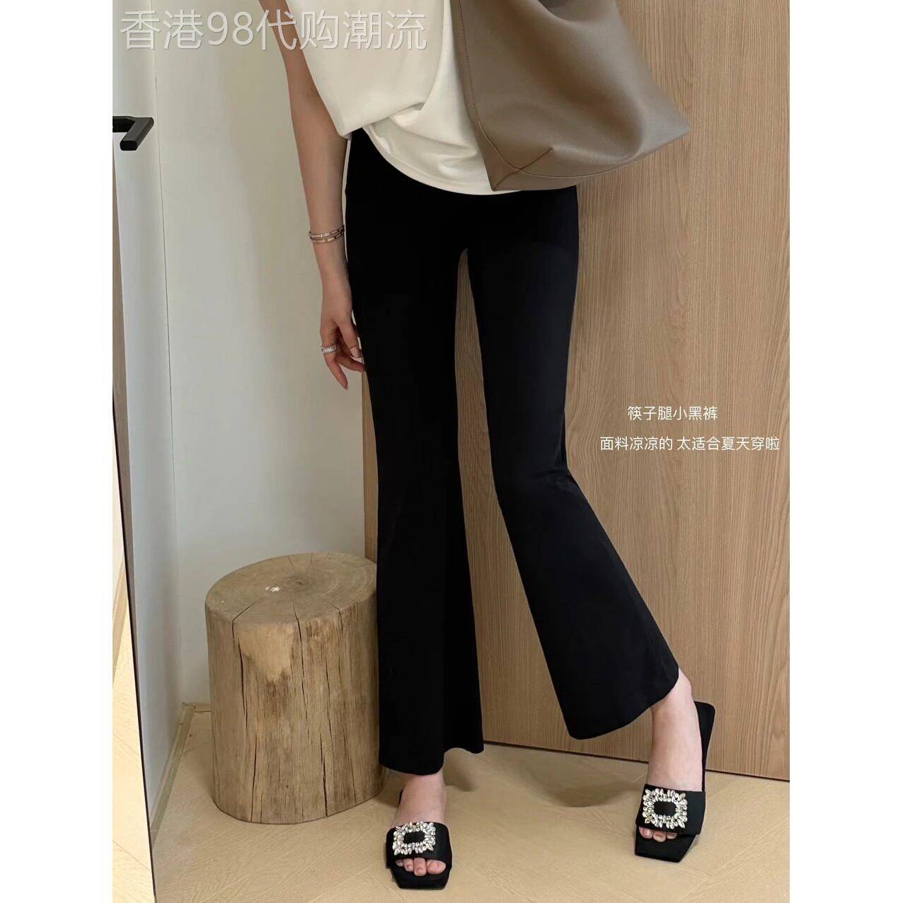 黑色微喇叭裤女夏季薄款2026新款高腰显瘦垂感小个子九分直筒休闲