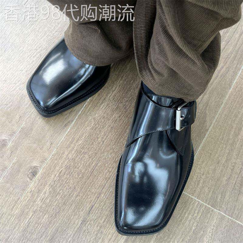 高端方头德比鞋男款一脚蹬乐福鞋2026夏季英伦风增高正装休闲皮鞋