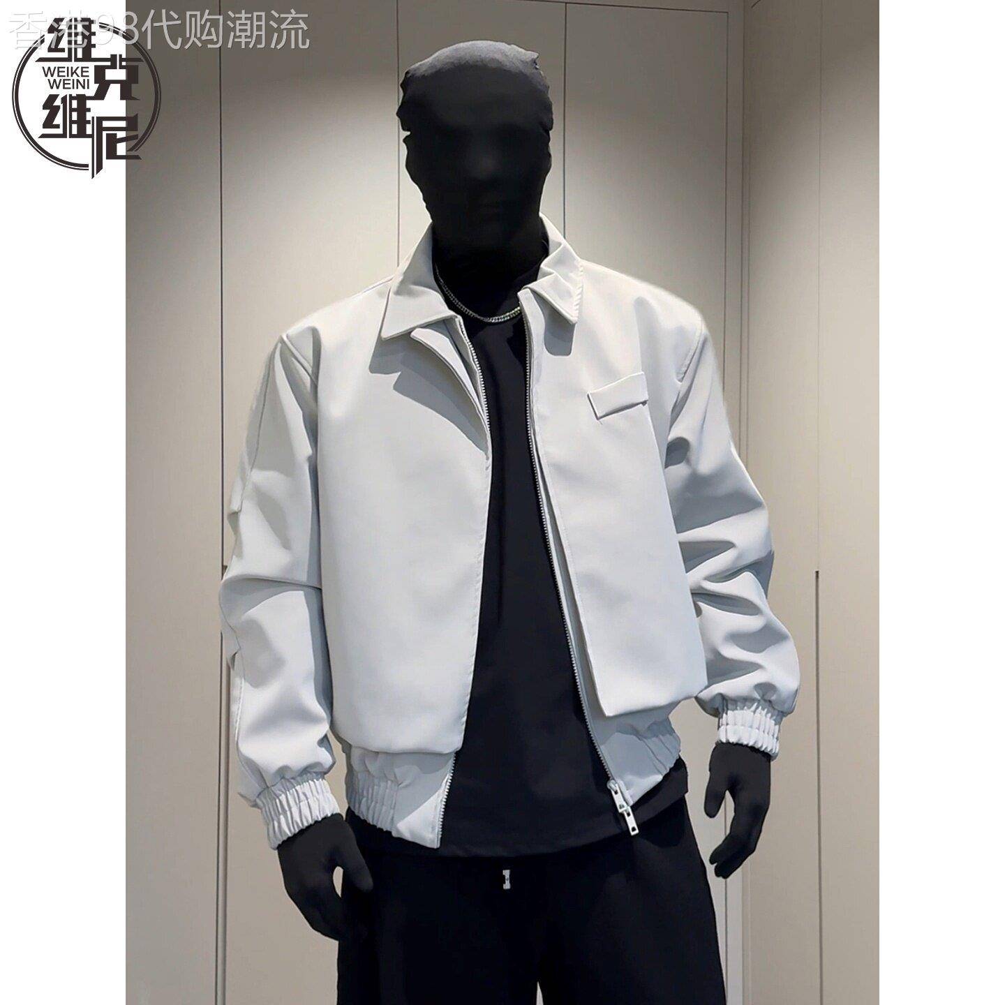 拼接外套男士2026年春季新款美式潮牌休闲帅气设计感宽松垫肩夹克
