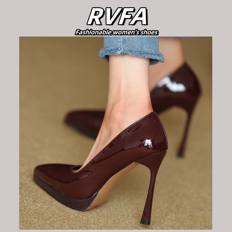 RVFA原创设计2025新款防水台高跟鞋尖头包鞋女性感细跟厚底小皮鞋
