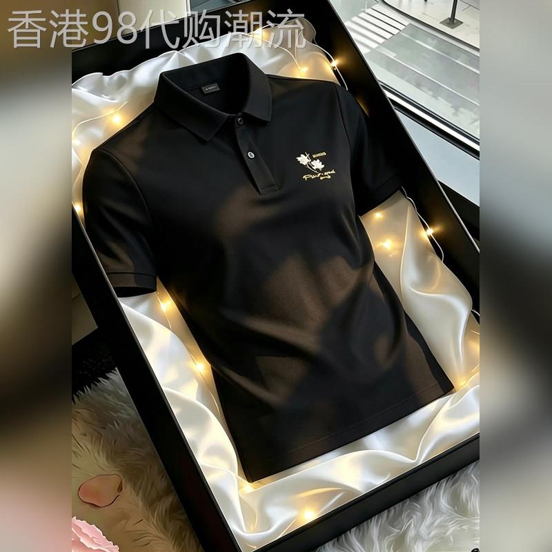 轻奢韩版修身短袖Polo衫男士夏季款休闲百搭翻领上衣薄款半袖T恤