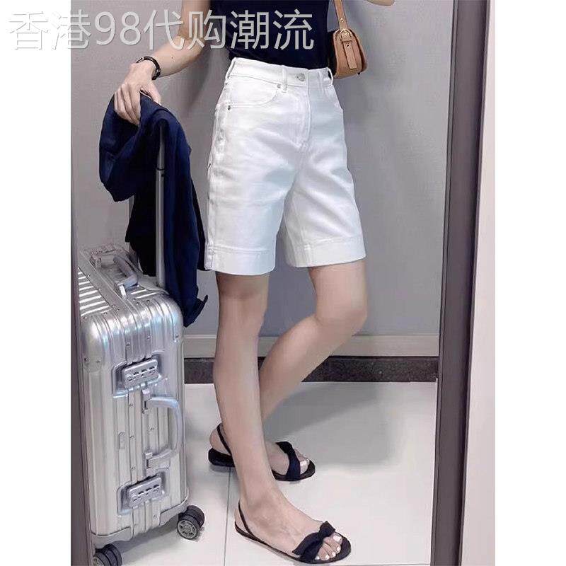 白色牛仔短裤五分女夏薄款高腰宽松显瘦大尺码开叉直筒窄版阔腿五
