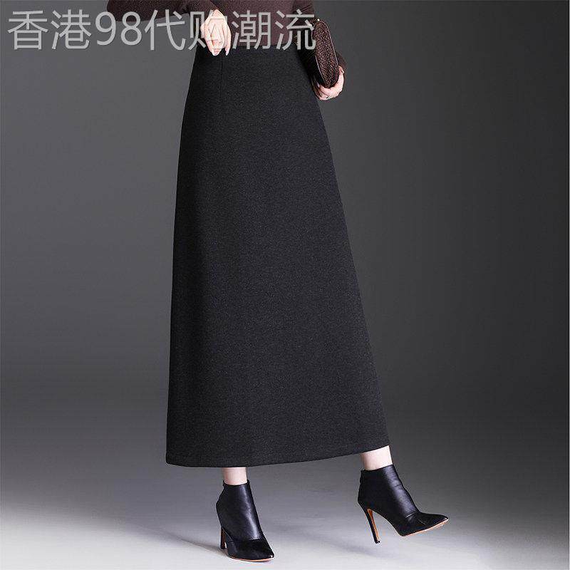 毛呢A字半身裙长款女2026秋冬新款气质爆款裙子加绒配大衣半裙女