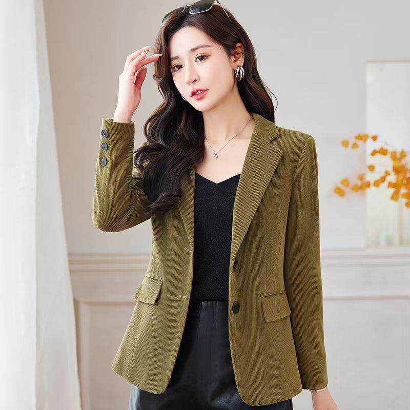 小西装外套女显瘦2025春秋新款灯芯绒小个子时尚修身短款休闲西服