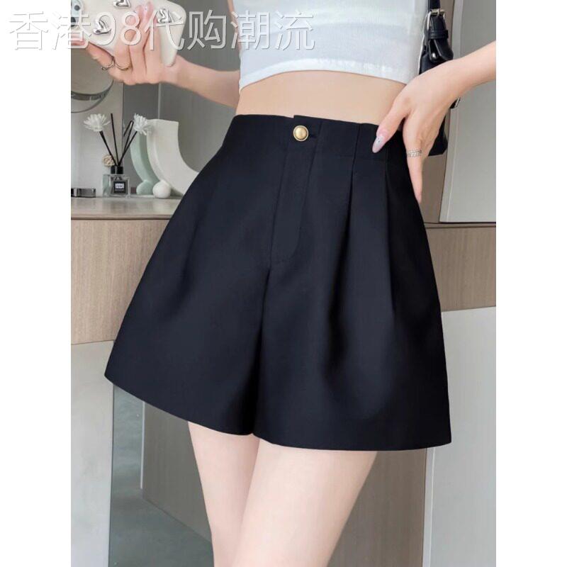 西装短裤女夏季新款丝滑高级感小个子高腰显瘦a字冰丝花苞阔腿裤