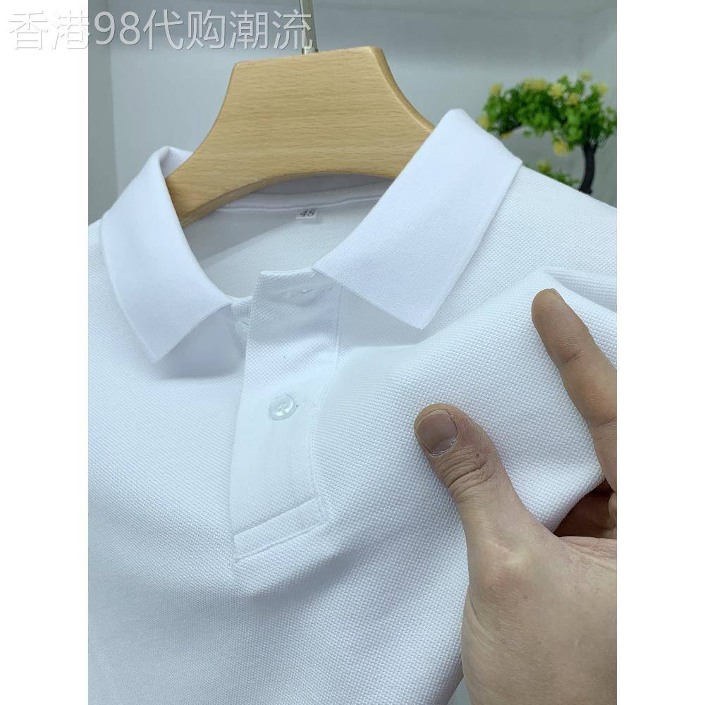 夏季纯棉短袖t恤男POLO衫2026新款简约休闲薄款白色开叉半袖上衣