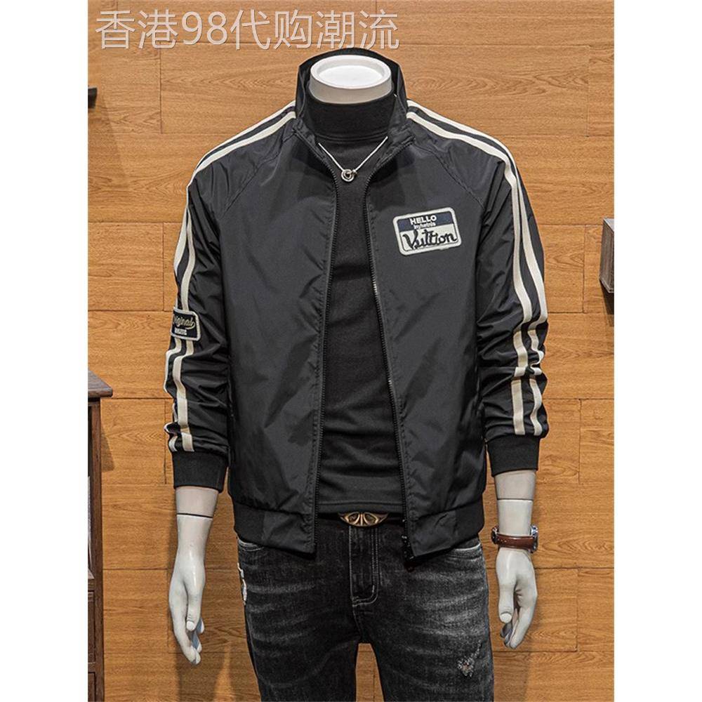 高端黑色夹克男士春秋季夏季2025新款立领开衫摩托车运动服装男士