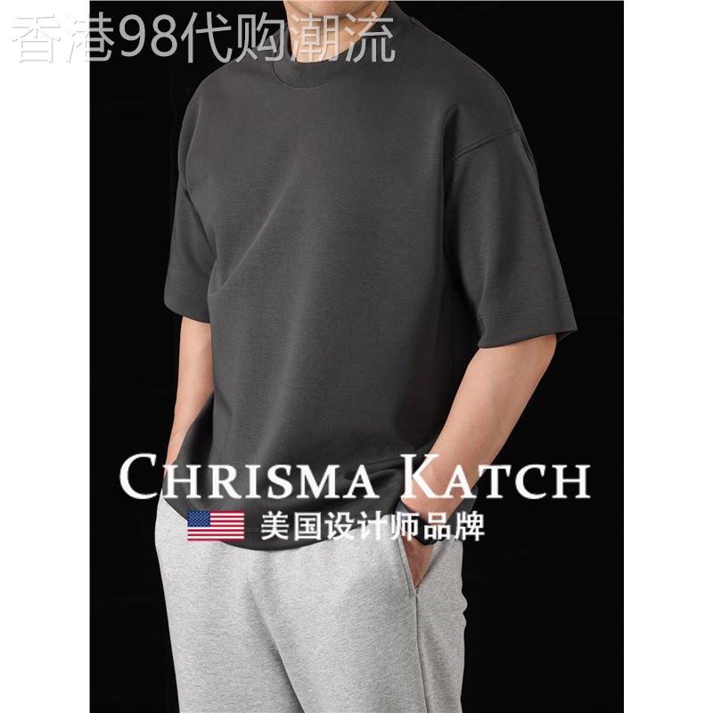 出口美国⭐Chrisma Katch~柔软亲肤空气层落肩五分袖简约宽松短袖