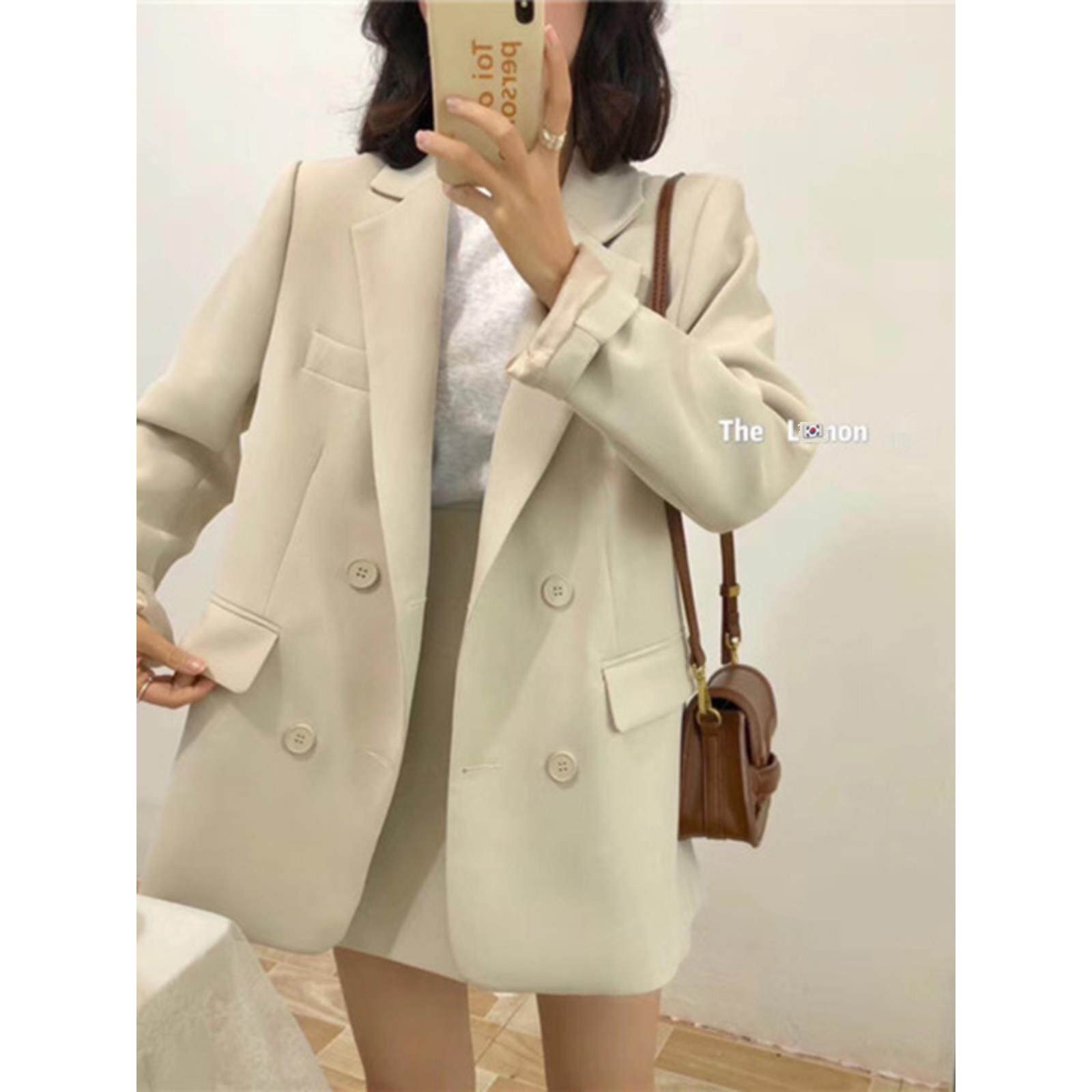 欧货春秋套装女两件套洋气网红显瘦小西装宽松外套气质半身短裙子