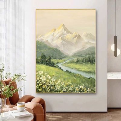 日照金山十字绣新款玄关风景