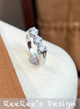 925纯银设计感三钻排戒