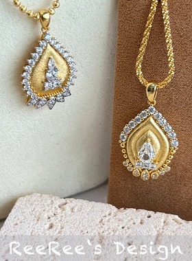 Veri薇芮 古法金拉丝新中式佛塔吊坠双款 s925银镀金重工复古