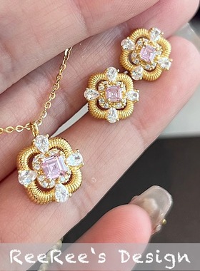 镂空复古精致感手链耳钉925银