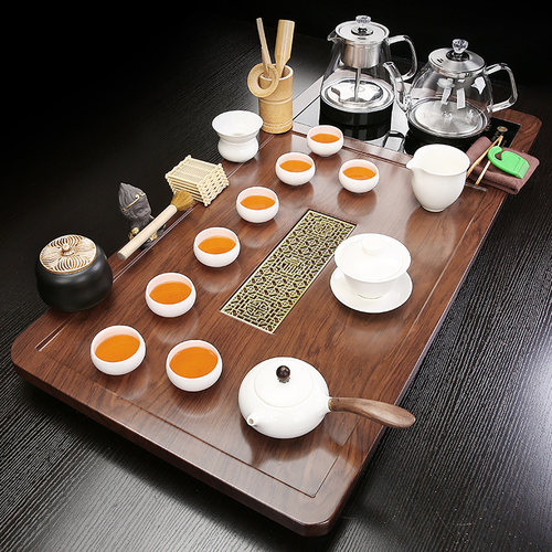 全自动底部上水烧水煮茶壶一体茶具套组家用简约客厅茶台茶盘整套