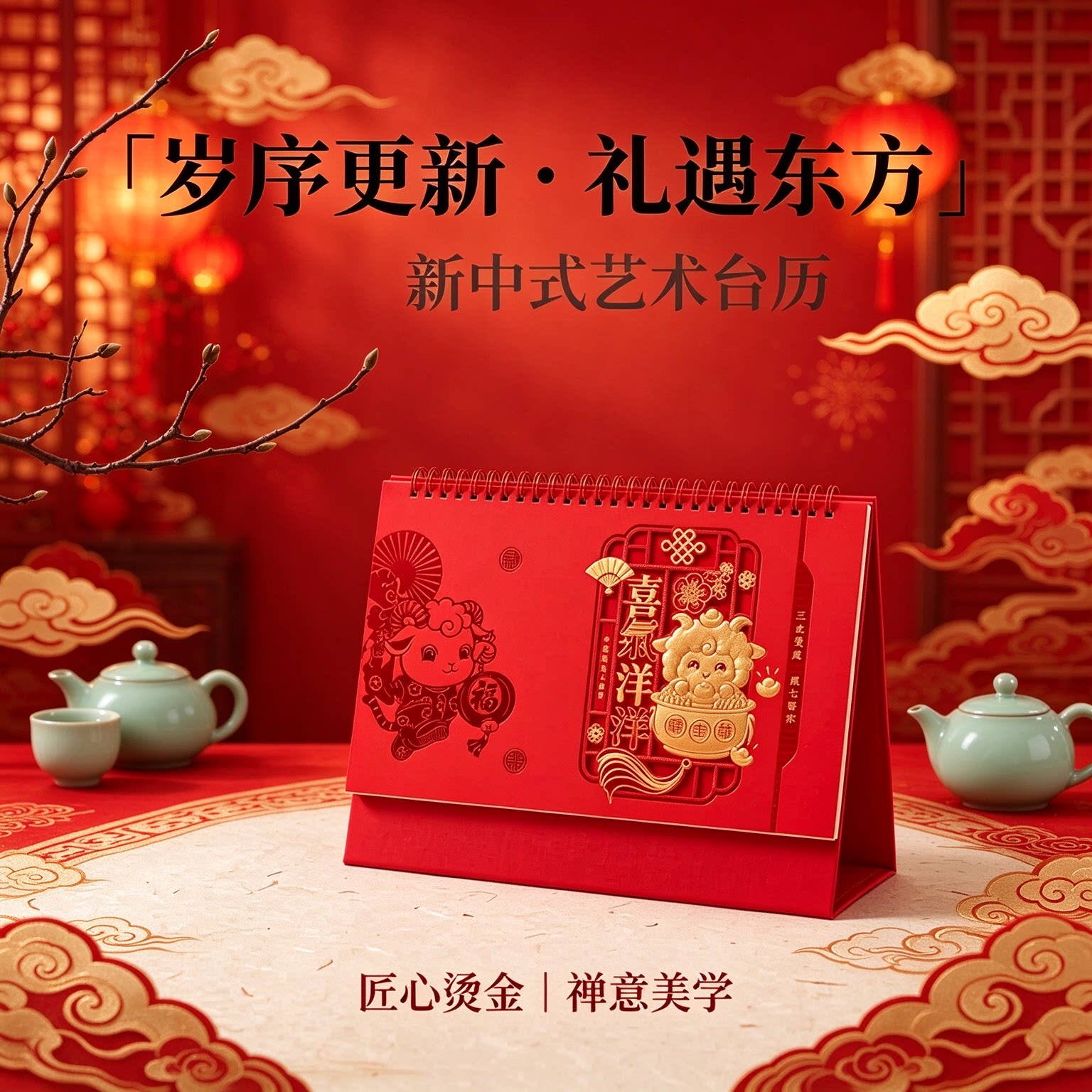 2027羊年台历创意纸质立体日历手撕工艺摆件摆台办公桌书房客厅装饰新年礼物公司企业商务定做原创简约复古