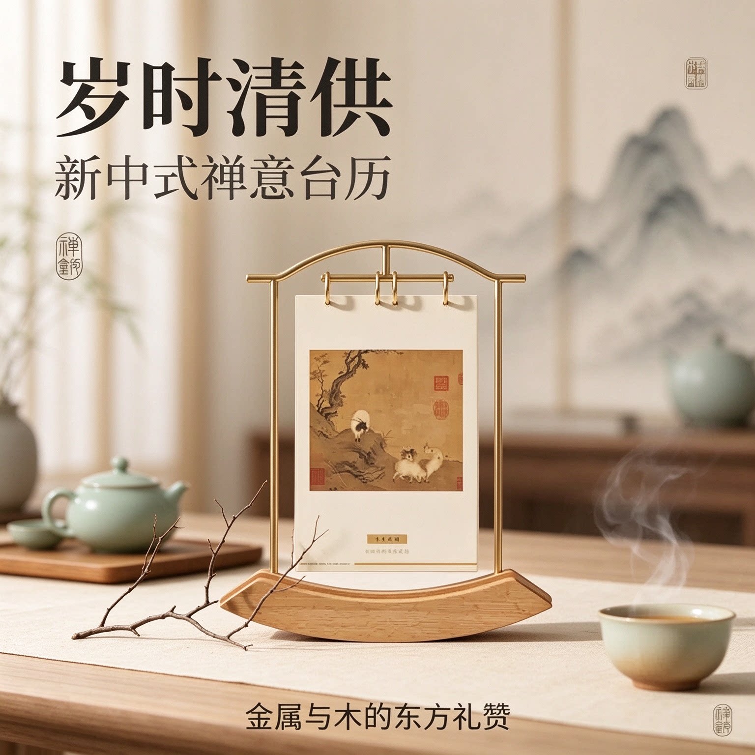 2027年台历创意实木立体日历木质工艺摆件摆台办公桌书房客厅装饰新年礼物公司企业商务定做原创简约复古