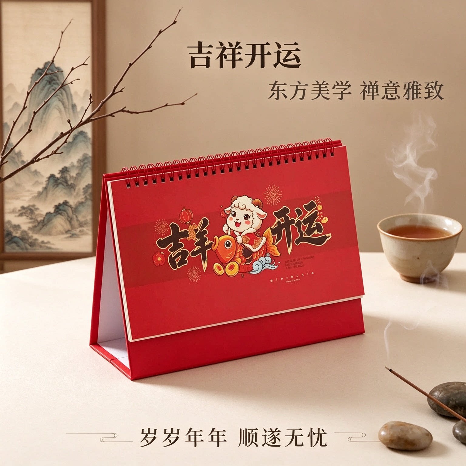 2027羊年台历创意纸质立体日历手撕工艺摆件摆台办公桌书房客厅装饰新年礼物公司企业商务定做原创简约复古