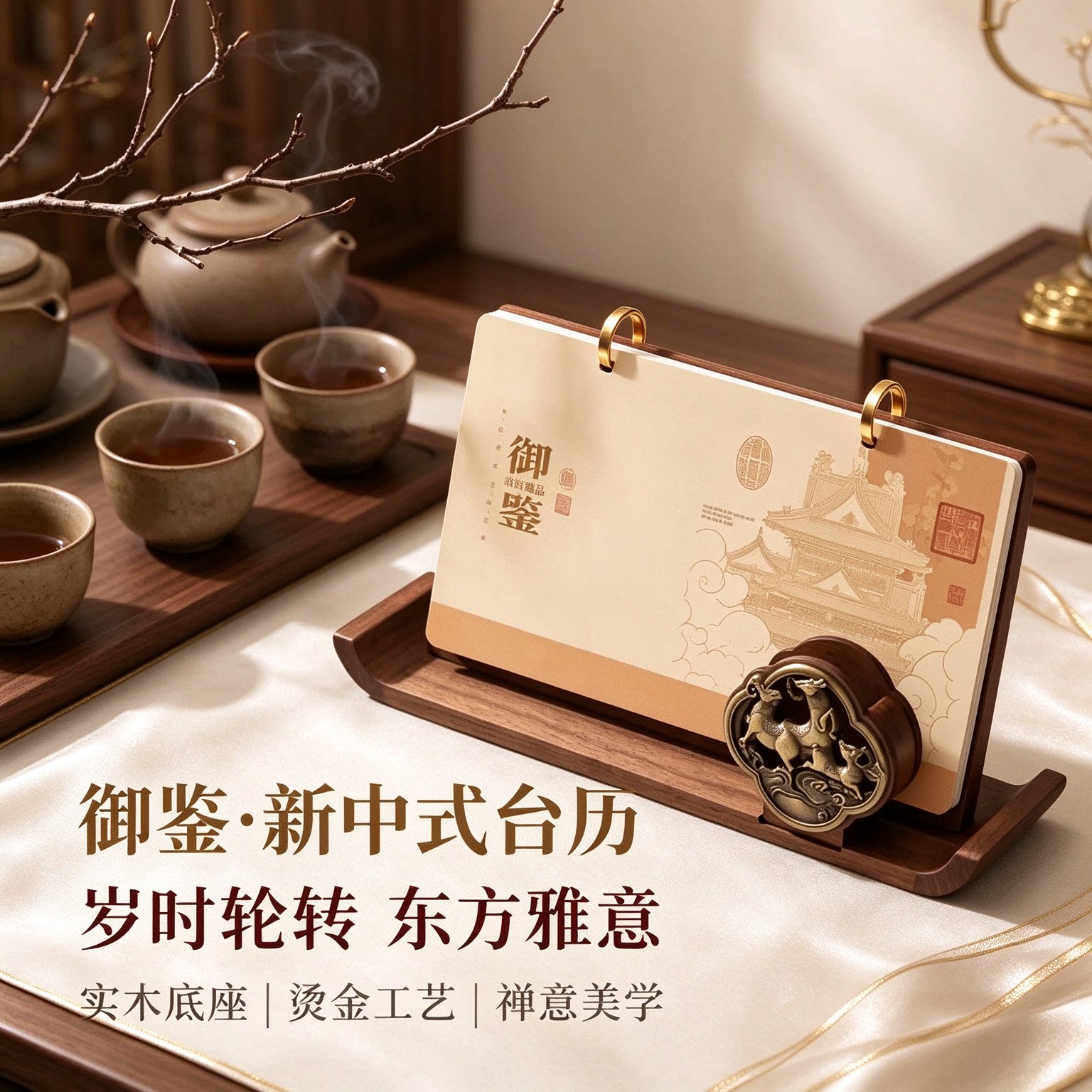 2027年台历创意实木立体日历木质