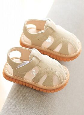 夏季宝宝学步凉鞋小男孩婴儿鞋子防滑软底儿童叫叫鞋女童0-1-2岁