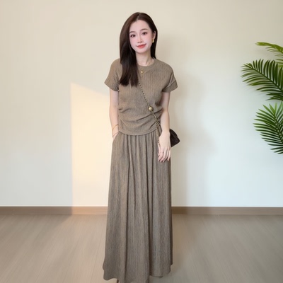 2026春款套装两件套长袖女运动休闲通勤慵懒时尚百搭短袖套装L-2