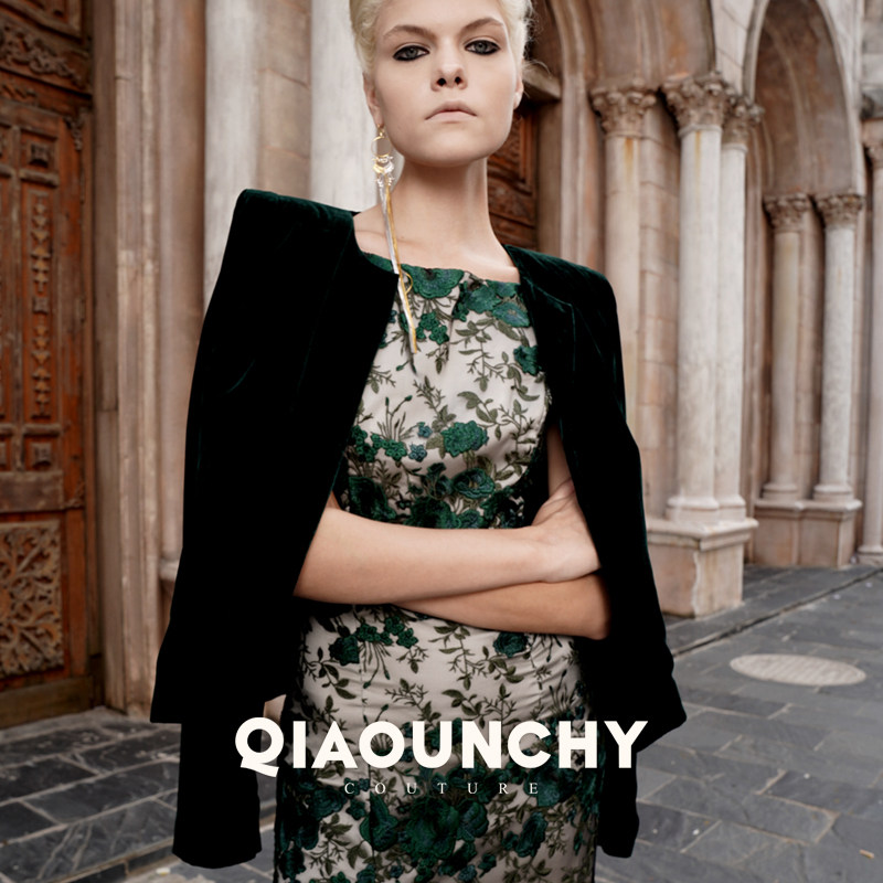 帝王绿 QIAOUNCHY俏云曦 | 25秋冬真丝丝绒直法式角肩开衫短外套