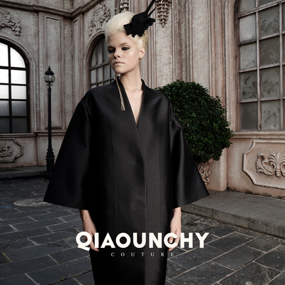 新国风俏云曦黑色宽袖长外套早春