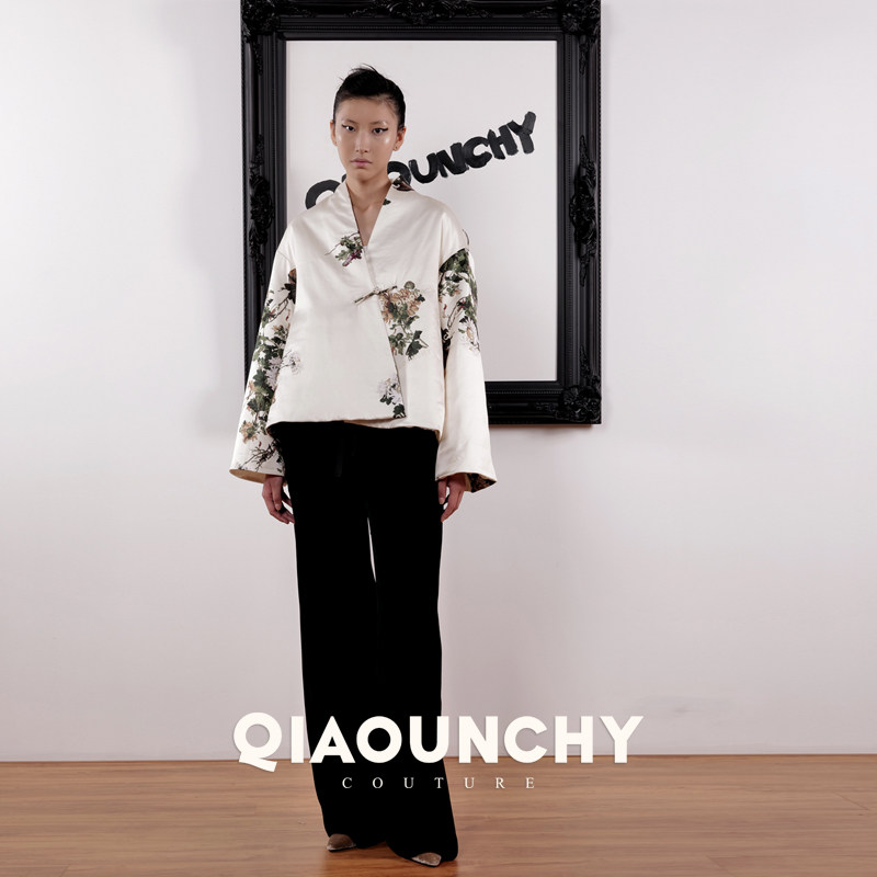 帝王绿 QIAOUNCHY俏云曦｜墨绿色真丝丝绒松紧腰垂坠阔腿裤春装女