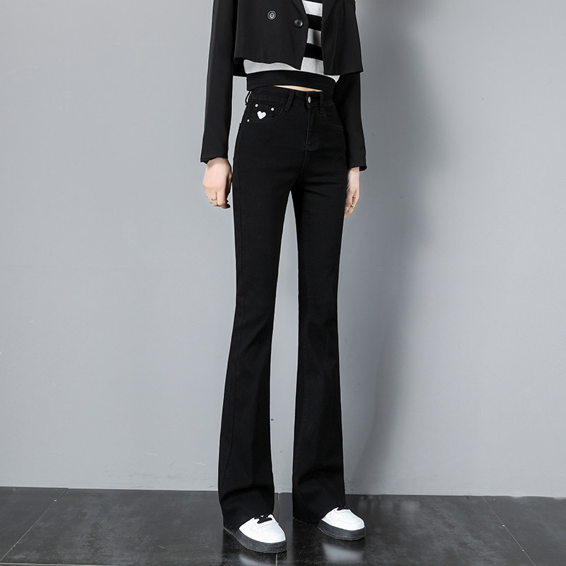 微喇叭牛仔裤女春季2022年新款高腰显瘦阔腿微喇叭拖地裤子潮