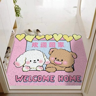 可爱小狗入户门地垫家用可裁剪丝圈脚垫玄关防滑垫子进门耐磨地毯