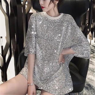 women clothes2026夏季新款韩版宽松显瘦亮片重工blingblingT恤衫
