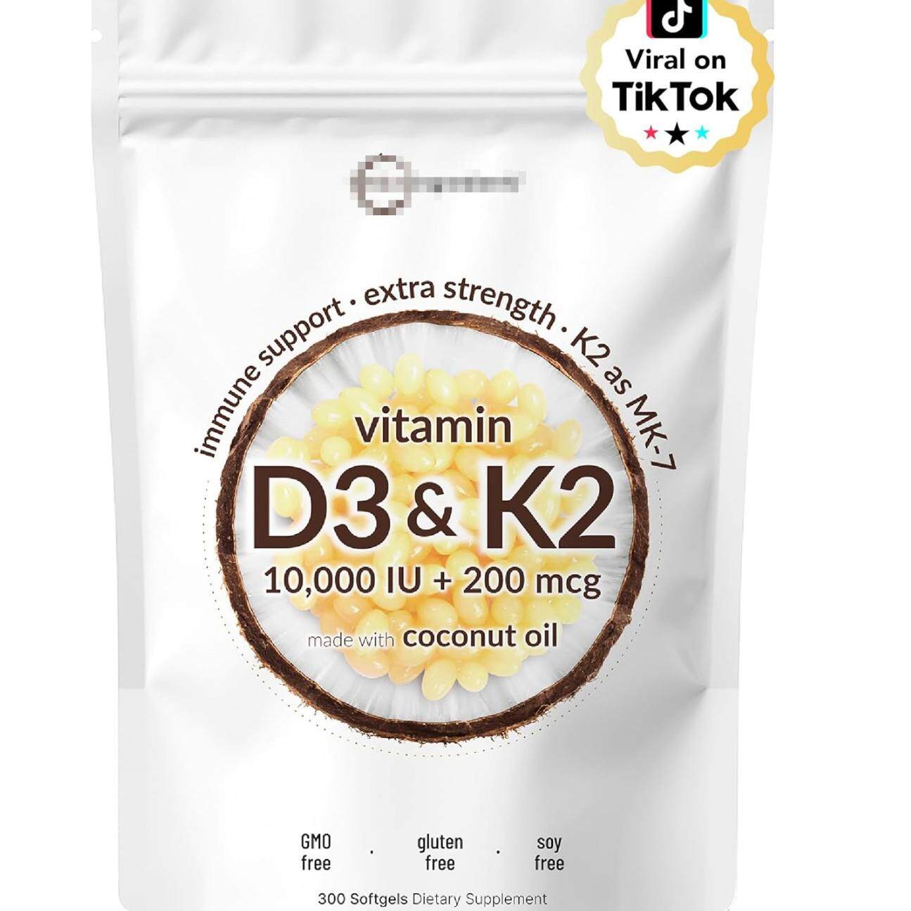 D3K2椰子味鱼油Coconut flavored fish oil 300粒补充剂胶囊