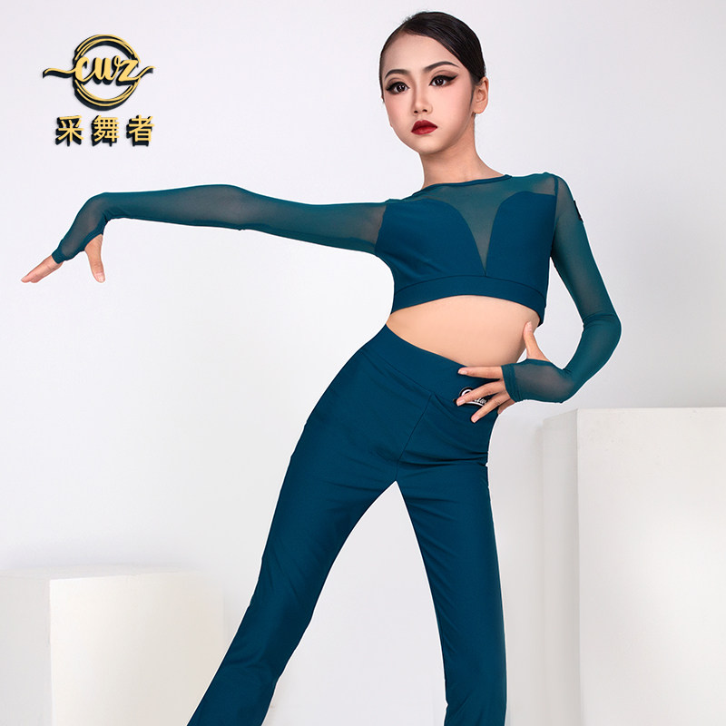 采舞者儿童拉丁舞服女2025新款练功服套装网红训练服大童
