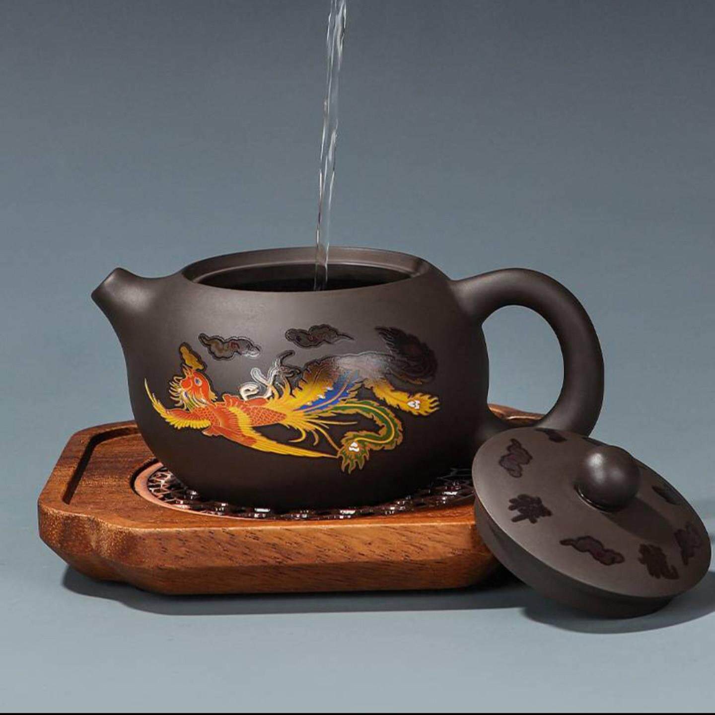振炳商贸店祥龙紫砂遇热变色西施壶泡茶专用大容量覆古中式凤鸣壶
