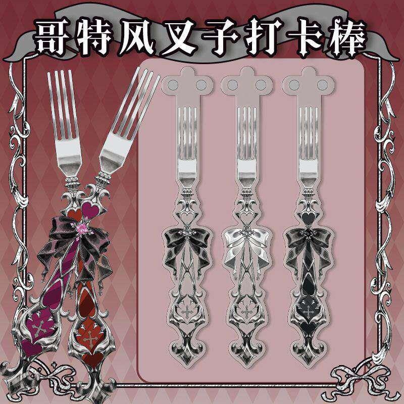 哥特风叉子吧唧打卡棒徽章展示套吧唧托压克力打卡棒二次元谷美图片