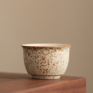 火石红品茗杯主人杯功夫茶具茶杯陶瓷复古泡茶杯单个杯子茶盏家用