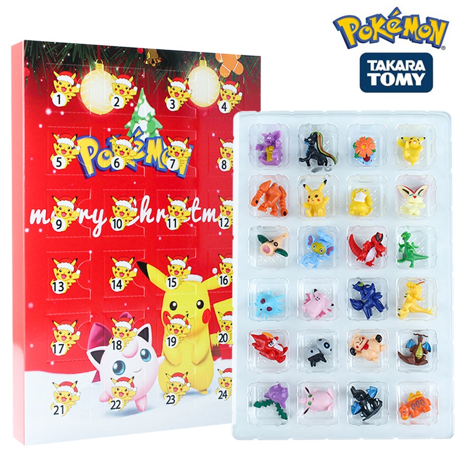 In Stock 24Pcs Set Pokemon Figure Christmas Advent Calendar 模玩/动漫/周边/娃圈三坑/桌游 潮玩盲盒 原图主图